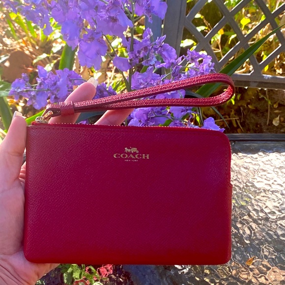 Coach Red Leather Wallet Wristlet